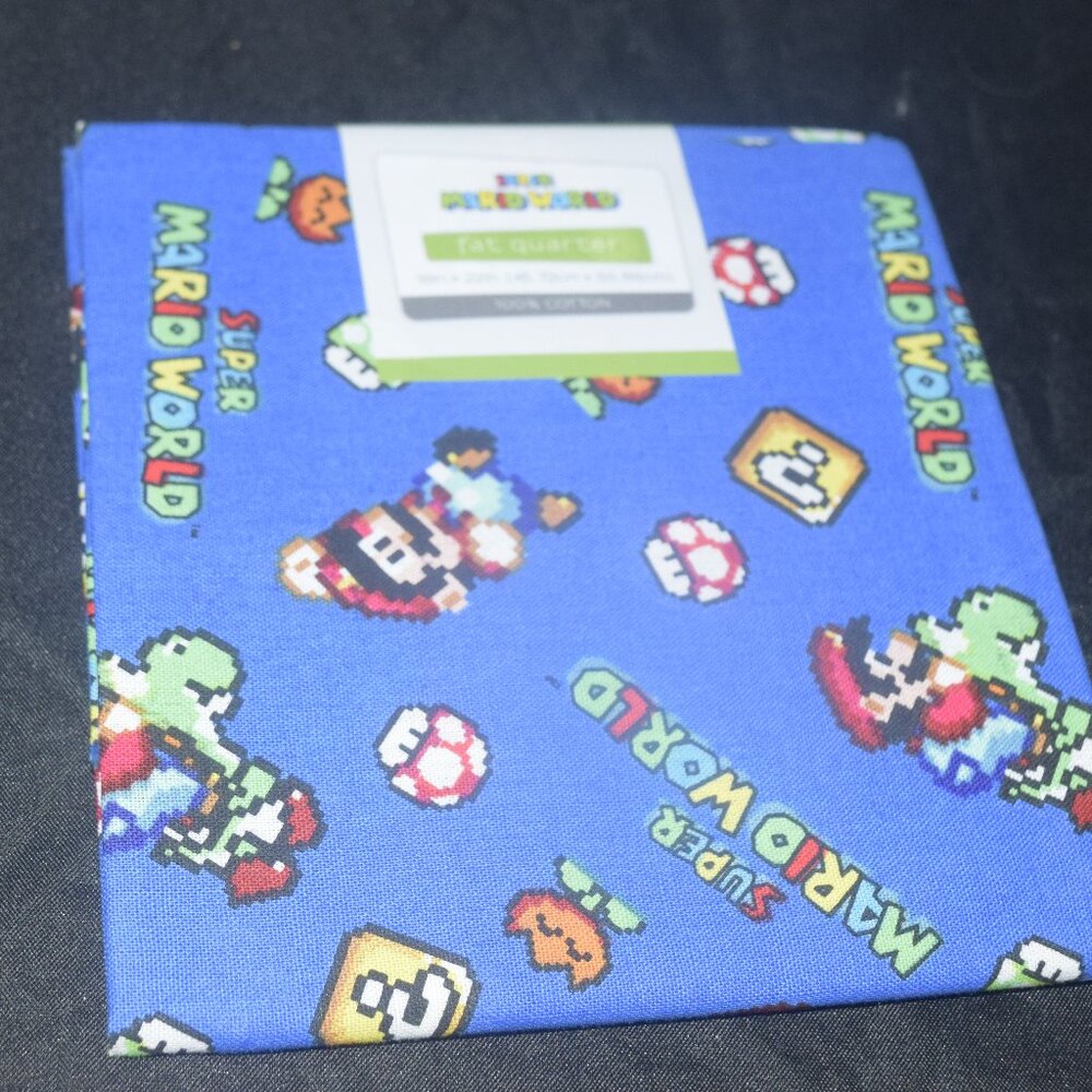 Nintendo Super Mario World Fat Quarter Fabric - Retro 8-Bit Pixel Print